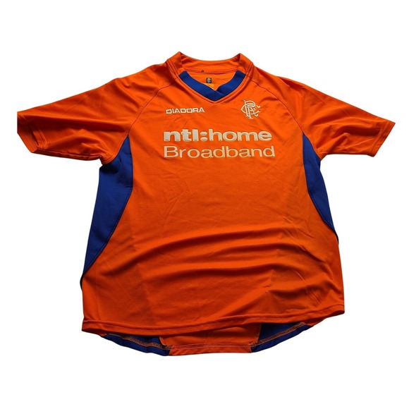 Diadora Other - Vintage Diadora Glasgow Rangers FC Men's Jersey Orange 2002-03 V-Neck Away Kit S